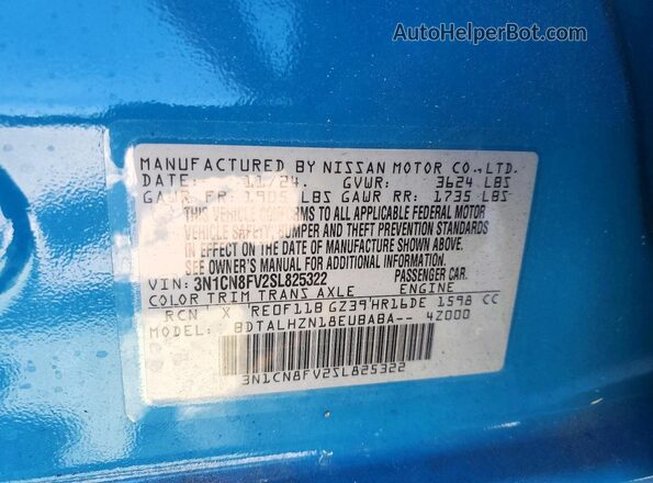 3N1CN8FV2SL825322 2025 NISSAN VERSA Синий Вид подкапотного пространства