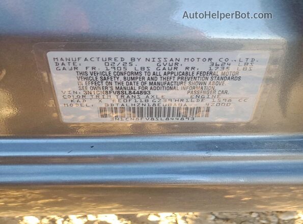 3N1CN8FV8SL844893 2025 NISSAN VERSA Gray Engine compartment view