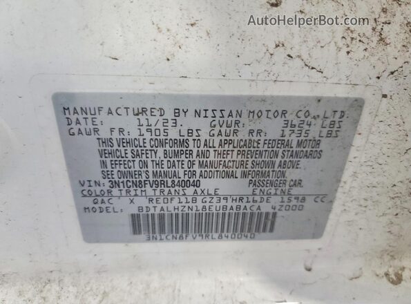 3N1CN8FV9RL840040 2024 NISSAN VERSA White 