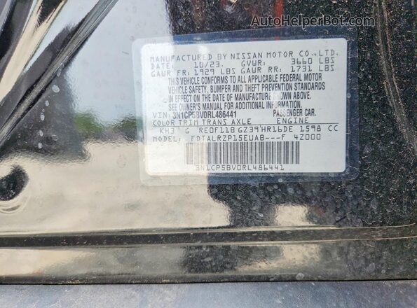 3N1CP5BV0RL486441 2024 NISSAN KICKS Black Vista de la etiqueta del VIN