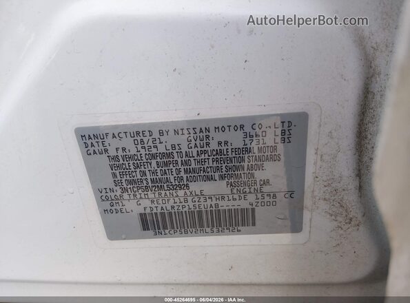 3N1CP5BV2ML532926 2021 NISSAN KICKS White Engine compartment view