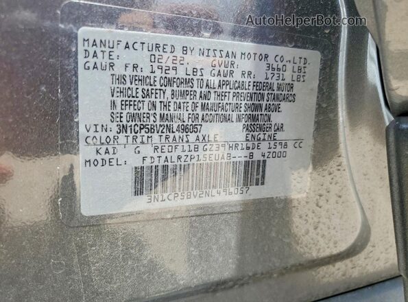 3N1CP5BV2NL496057 2022 NISSAN KICKS Серый Вид подкапотного пространства