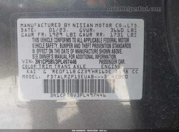 3N1CP5BV3PL497446 2023 NISSAN KICKS Gray Widok komory silnika