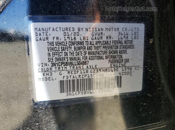 3N1CP5BV6LL504867 2020 NISSAN KICKS Black Widok komory silnika