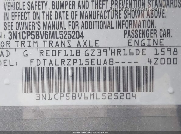 3N1CP5BV6ML525204 2021 NISSAN KICKS Gray Engine compartment view
