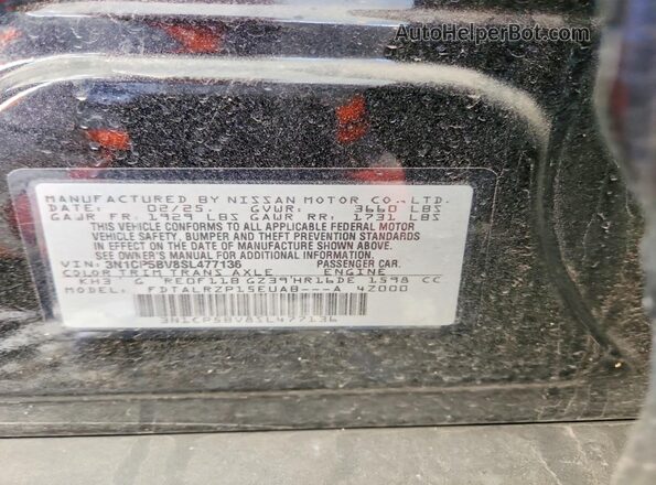 3N1CP5BV8SL477136 2025 NISSAN KICKS Black 