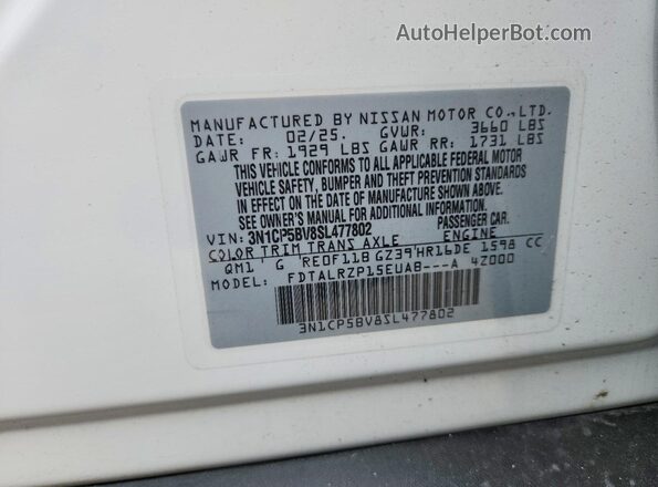 3N1CP5BV8SL477802 2025 NISSAN KICKS White Widok wnętrza 360 stopni