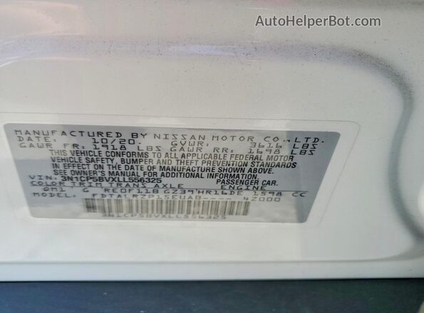 3N1CP5BVXLL556325 2020 NISSAN KICKS White 