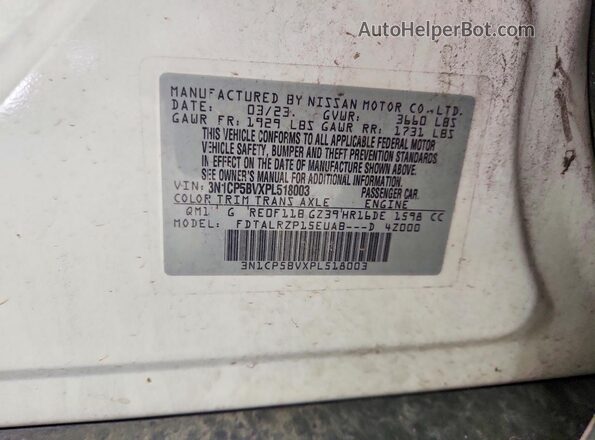 3N1CP5BVXPL518003 2023 NISSAN KICKS White 