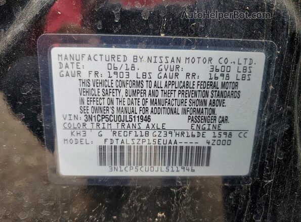 3N1CP5CU0JL511946 2018 NISSAN KICKS Black Widok komory silnika