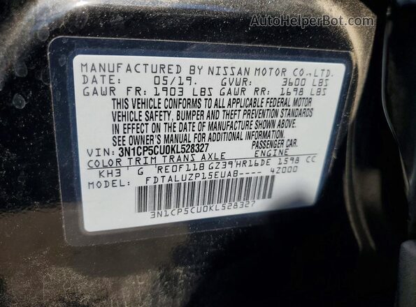 3N1CP5CU0KL528327 2019 NISSAN KICKS Black 
