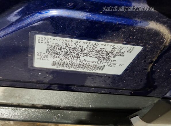 3N1CP5CU0KL532040 2019 NISSAN KICKS Blue VIN sticker view