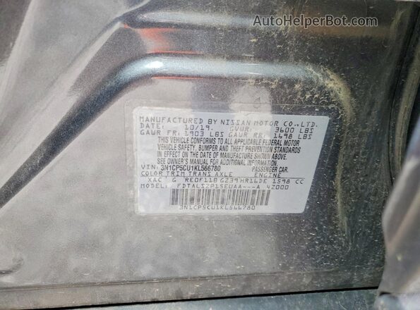 3N1CP5CU1KL566780 2019 NISSAN KICKS Gray Widok naklejki z numerem VIN