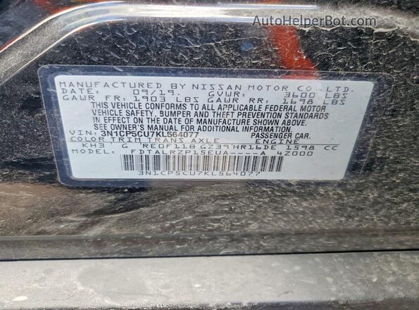 3N1CP5CU7KL564077 2019 NISSAN KICKS Black Вид підкапотного простору
