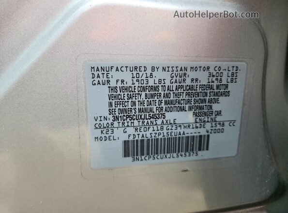 3N1CP5CUXJL545375 2018 NISSAN KICKS White Widok komory silnika