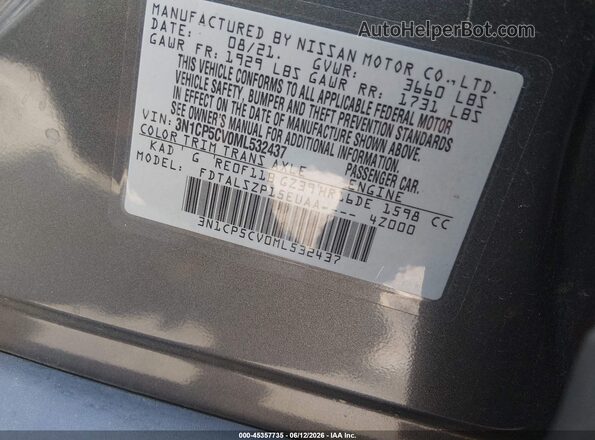 3N1CP5CV0ML532437 2021 NISSAN KICKS Серый Вид подкапотного пространства