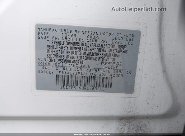 3N1CP5CV0RL480718 2024 NISSAN KICKS White Engine compartment view
