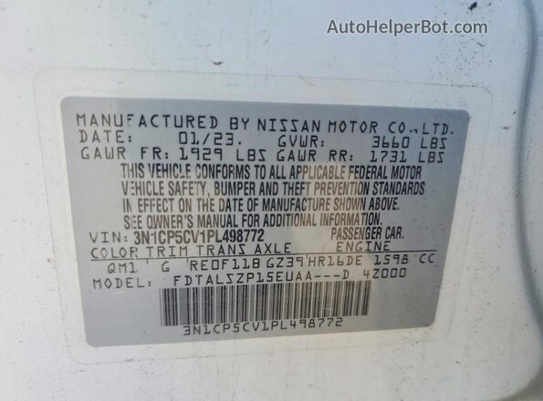 3N1CP5CV1PL498772 2023 NISSAN KICKS White Շարժիչի բաժամունքի տեսք