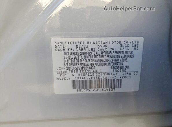 3N1CP5CV1PL514839 2023 NISSAN KICKS Gray 