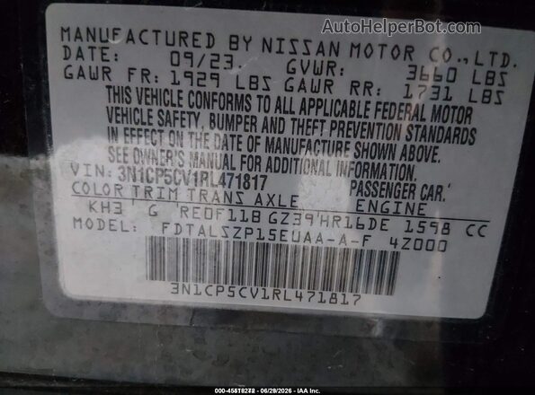 3N1CP5CV1RL471817 2024 NISSAN KICKS Black Widok komory silnika