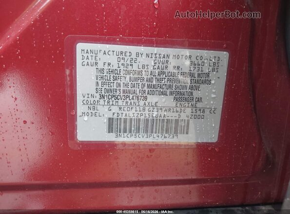 3N1CP5CV3PL476739 2023 NISSAN KICKS Red Widok komory silnika
