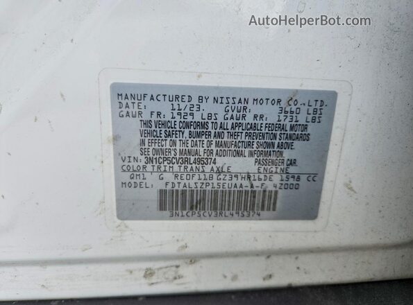 3N1CP5CV3RL495374 2024 NISSAN KICKS White ძრავის განყოფილების ხედი