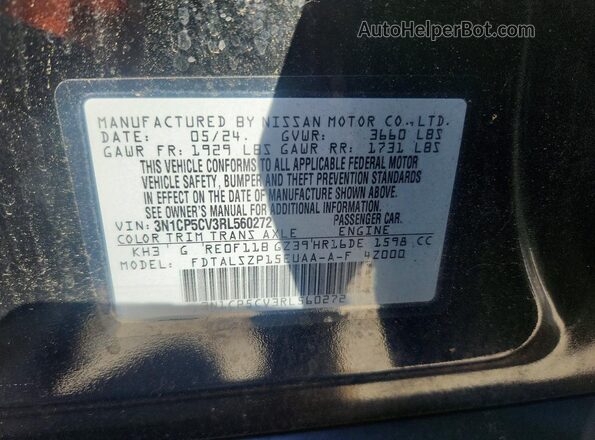 3N1CP5CV3RL560272 2024 NISSAN KICKS Black VIN sticker view
