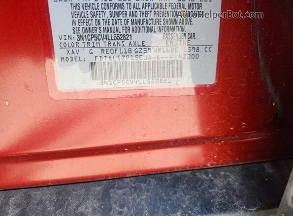 3N1CP5CV4LL552821 2020 NISSAN KICKS Red 