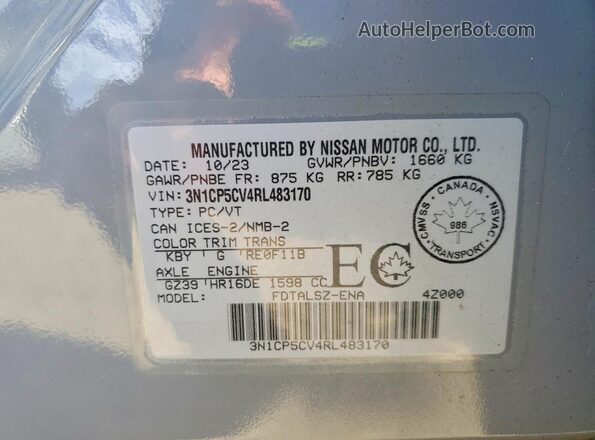 3N1CP5CV4RL483170 2024 NISSAN KICKS Gray 