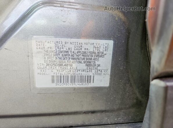 3N1CP5CV5ML468153 2021 NISSAN KICKS Gray 