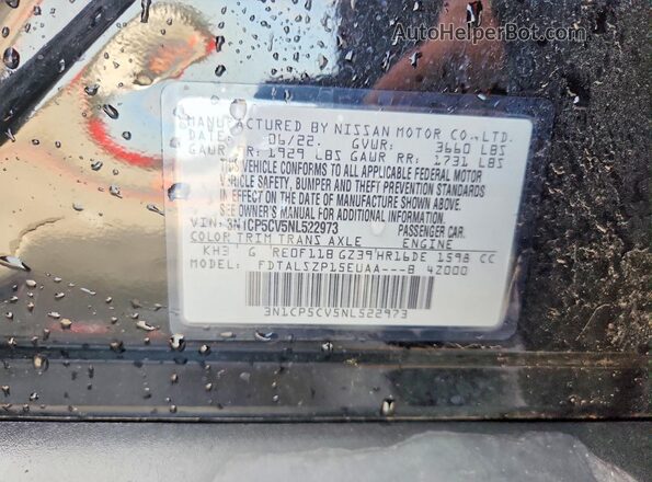 3N1CP5CV5NL522973 2022 NISSAN KICKS Black 