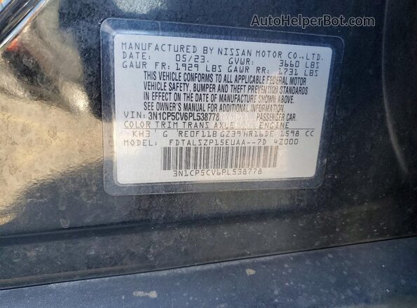 3N1CP5CV6PL538778 2023 NISSAN KICKS Black VIN կոդի պիտակի տեսք