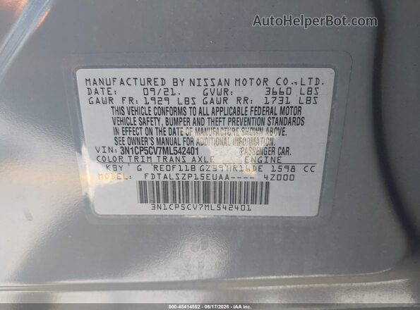 3N1CP5CV7ML542401 2021 NISSAN KICKS Gray Engine compartment view