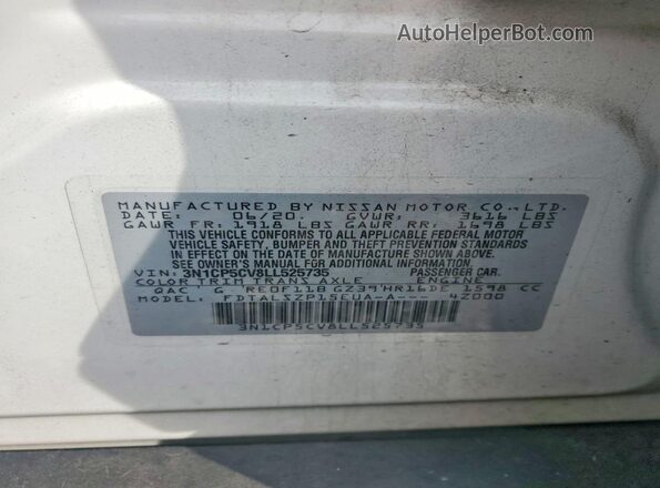 3N1CP5CV8LL525735 2020 NISSAN KICKS White Շարժիչի բաժամունքի տեսք