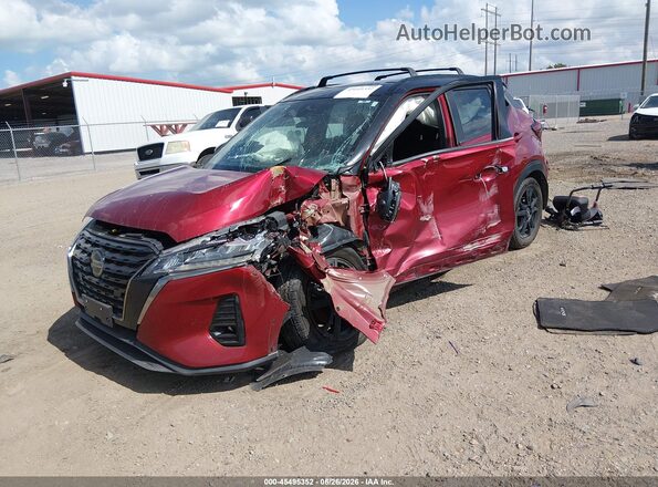 3N1CP5DV0ML527382 2021 NISSAN KICKS Red Առջևի ձախ երեք քառորդ տեսարան