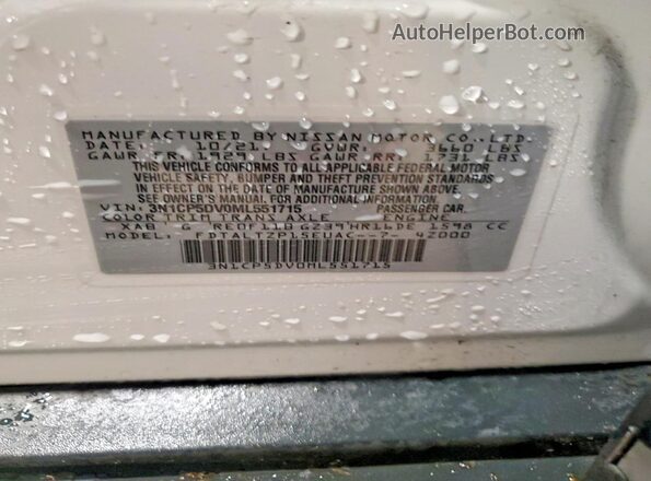 3N1CP5DV0ML551715 2021 NISSAN KICKS White 