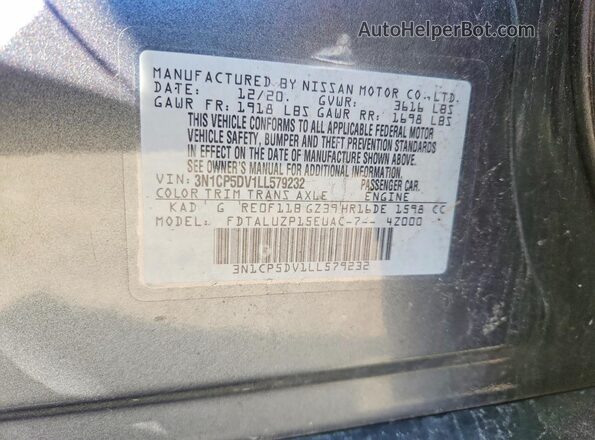 3N1CP5DV1LL579232 2020 NISSAN KICKS Charcoal Շարժիչի բաժամունքի տեսք