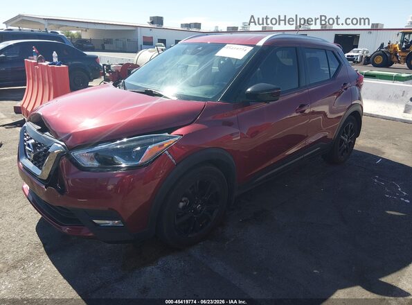 3N1CP5DV6LL579095 2020 NISSAN KICKS Red Առջևի ձախ երեք քառորդ տեսարան
