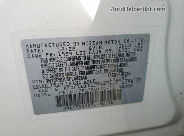 3N1CP5DV8PL492546 2023 NISSAN KICKS White 