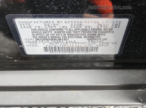 3N1CP5DV8RL561321 2024 NISSAN KICKS Black 