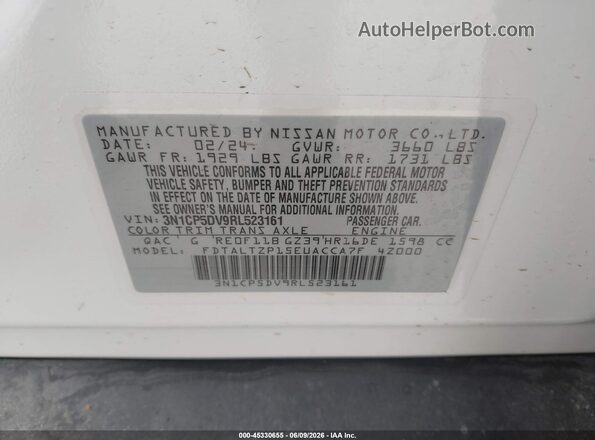 3N1CP5DV9RL523161 2024 NISSAN KICKS White Widok komory silnika