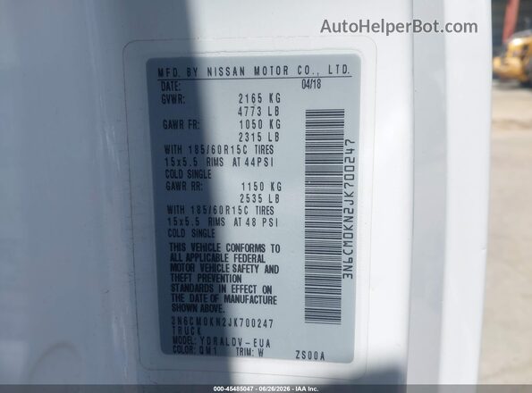 3N6CM0KN2JK700247 2018 NISSAN NV200 White Вид підкапотного простору