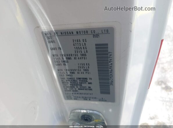 3N6CM0KN6MK694747 2021 NISSAN NV200  CARGO White Շարժիչի բաժամունքի տեսք