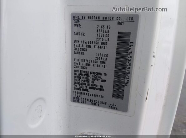 3N6CM0KN6MK696790 2021 NISSAN NV200  CARGO White Widok komory silnika