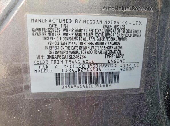 3N8AP6CA1SL346284 2025 NISSAN KICKS Gray Vista del compartimento del motor