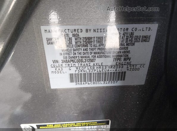 3N8AP6CB0SL312507 2025 NISSAN KICKS Gray Vista del compartimento del motor