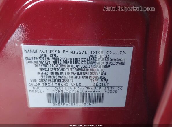3N8AP6CB1SL385627 2025 NISSAN KICKS Red Engine compartment view