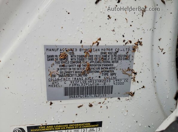 3N8AP6CB1TL362155 2026 NISSAN KICKS Белый Вид наклейки с VIN-кодом