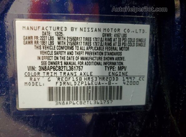 3N8AP6CB2TL361757 2026 NISSAN KICKS Blue 