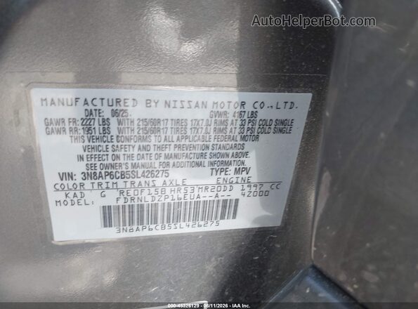 3N8AP6CB5SL426275 2025 NISSAN KICKS Gray Vista del compartimento del motor